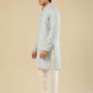 Abroo - Ice Blue Raw Silk Embroidered Kurta Trouser - Men