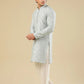 Abroo - Ice Blue Raw Silk Embroidered Kurta Trouser - Men