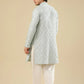 Abroo - Ice Blue Raw Silk Embroidered Kurta Trouser - Men