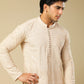 Tabir - Beige Raw Silk Embroidered Kurta Trouser - Men