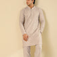 Tabir - Beige Raw Silk Embroidered Kurta Trouser - Men