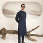 Navy Blue Cotton Embroidered Kurta Trouser - Men