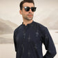 Navy Blue Cotton Embroidered Kurta Trouser - Men
