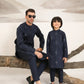 Navy Blue Cotton Embroidered Kurta Trouser - Men