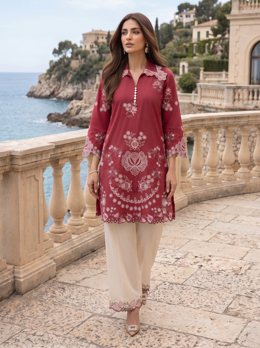 02 Piece Ready To Wear Embroidered Shirt & Trouser