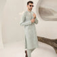 Light Mint Cotton Embroidered Kurta Trouser - Men