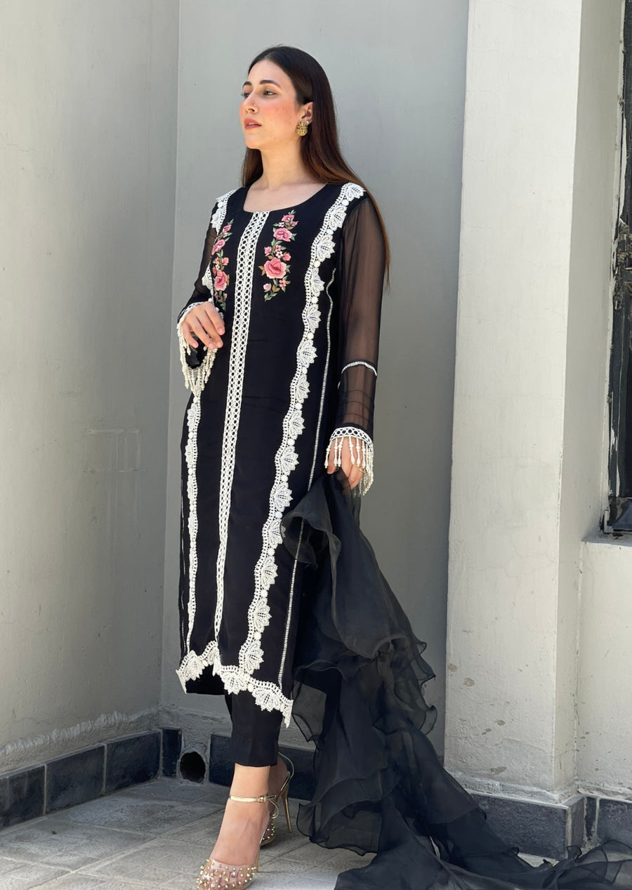 Black Frill Dupatta