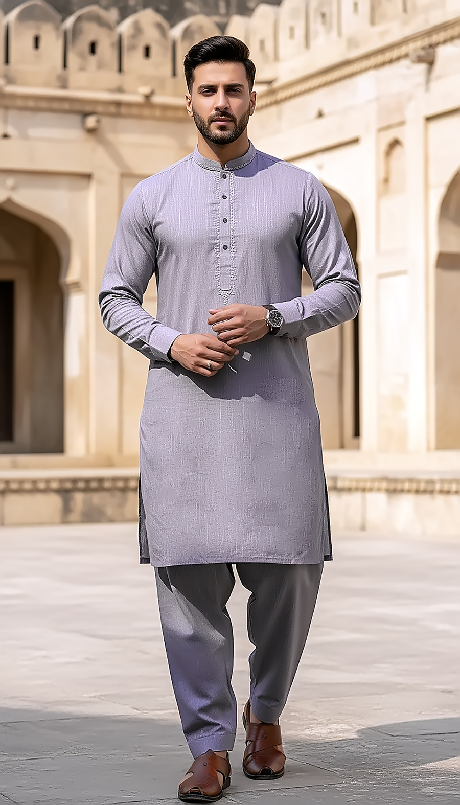 02 Piece Ready to wear Mens Embroidered Shalwar & Kameez