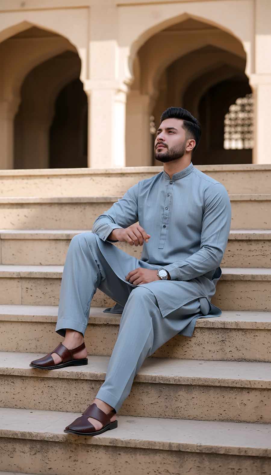 02 Piece Ready to wear Mens Embroidered Shalwar & Kameez