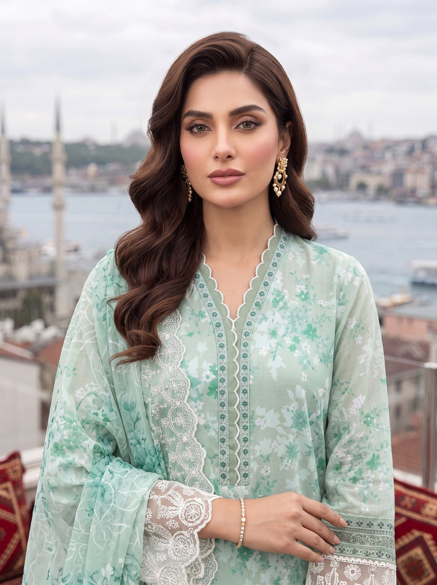 03 Piece Unstitched Printed Embroidered Lawn