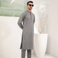 Light Grey Cotton Embroidered Kurta Trouser - Men