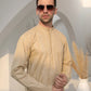 Ivory Skin Cotton Embroidered Kurta Trouser - Men