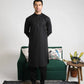 Black Soft Cotton Kurta Shalwar - Men