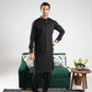 Black Soft Cotton Kurta Shalwar with Waistcoat - Men