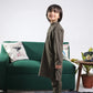 Olive Green Blended Kurta Trouser - Kids