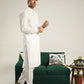 Off White Soft Cotton Kurta Shalwar - Men