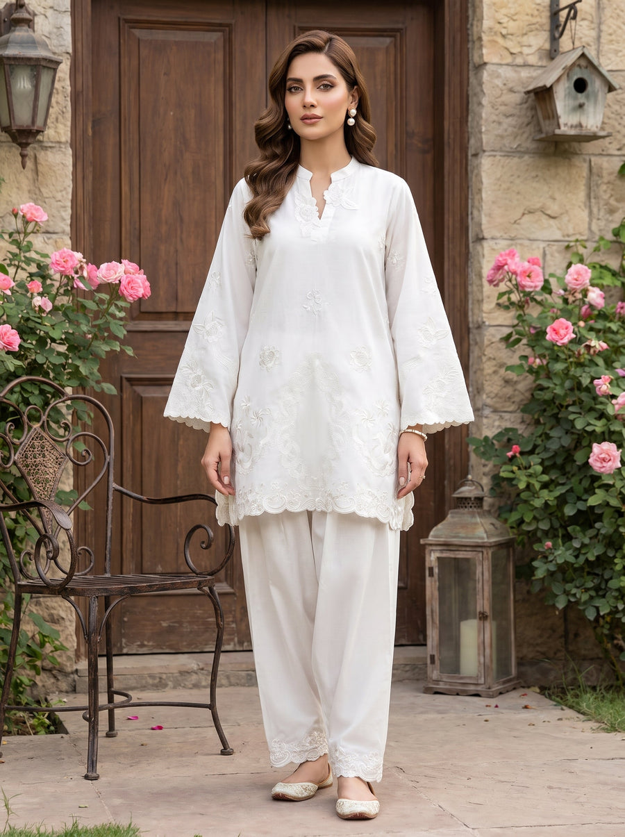 02 Piece Ready To Wear Embroidered Shirt & Trouser