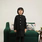 Black Kurta Trouser with Blended Waistcoat - Round Cut Buttoned - Kids