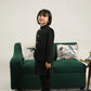 Black Kurta Trouser with Blended Waistcoat - Round Cut Buttoned - Kids