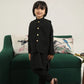 Black Kurta Trouser with Blended Waistcoat - Round Cut Buttoned - Kids