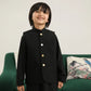 Black Kurta Trouser with Blended Waistcoat - Round Cut Buttoned - Kids