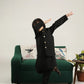 Black Kurta Trouser with Blended Waistcoat - Round Cut Buttoned - Kids