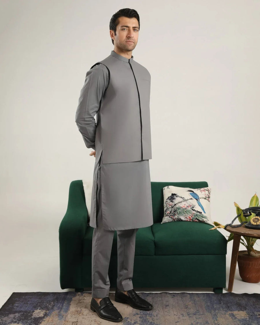 Light Grey Soft Cotton Waistcoat - Men