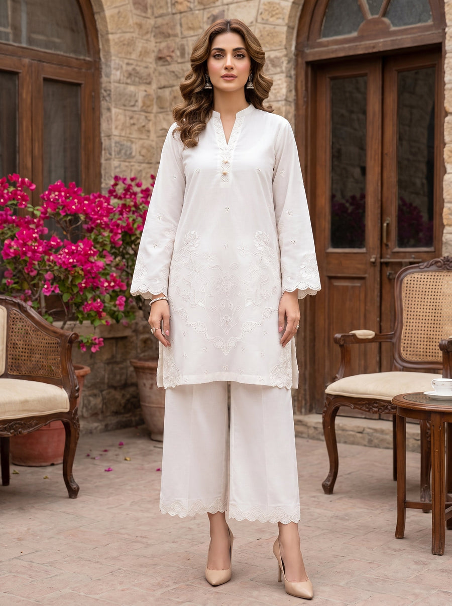 02 Piece Ready To Wear Embroidered Shirt & Trouser