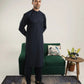 Dark Navy Blue Soft Cotton Kurta Shalwar - Men