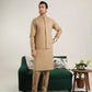 Camel Cotton Soft Kurta Trouser with Waistcoat - Men