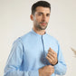 Sky Blue Soft Cotton Waistcoat - Men