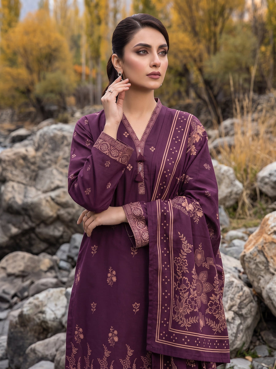 03 Piece Unstitched Printed Pashmina