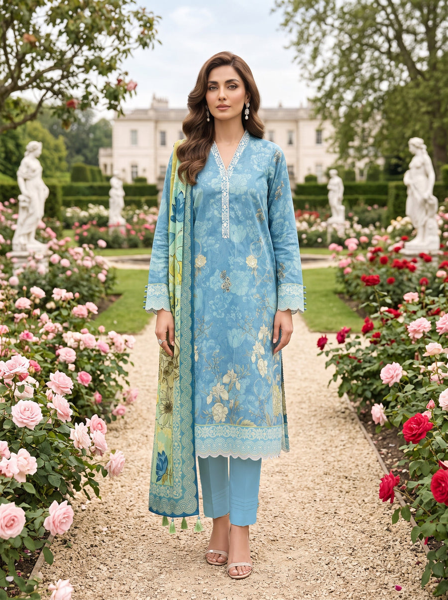 03 Piece Unstitched Printed Lawn
