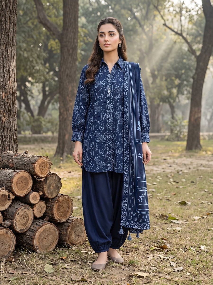 03 Piece Unstitched Textured Printed Marina