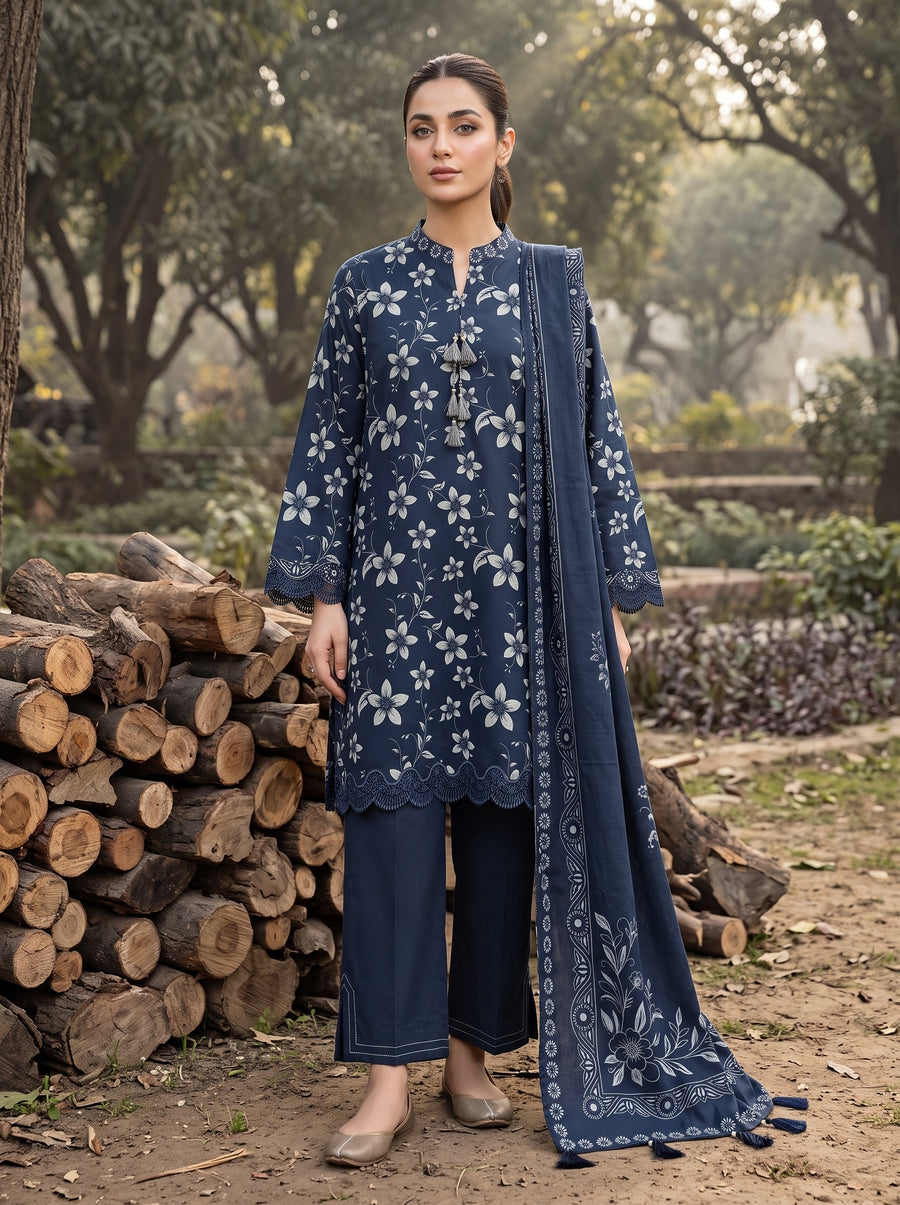 03 Piece Unstitched Textured Printed Marina