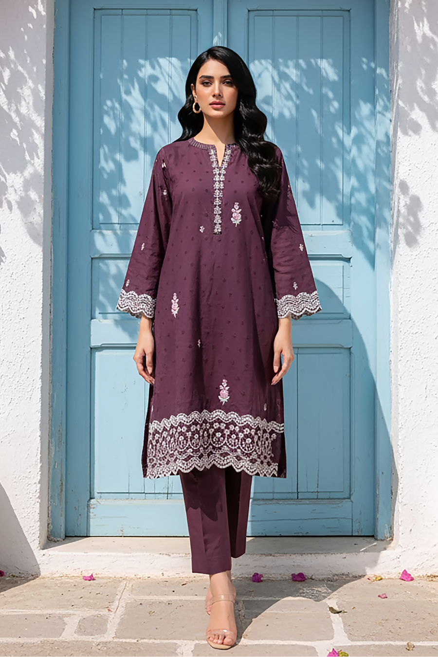 01 Piece Ready to wear Embroidered Jacquard Shirt