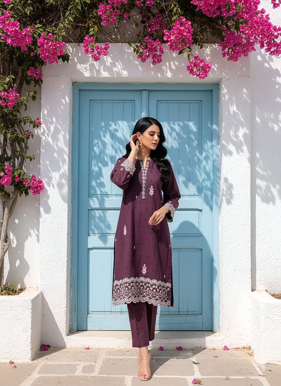01 Piece Ready to wear Embroidered Jacquard Shirt