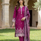 03 Piece Unstitched Dyed Embroidered with Printed Chiffon Dupatta