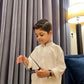 Off White Blended Kurta Trouser - Kids