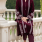 01 Piece Ready to wear Embroidered Velvet Shirt