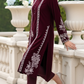 01 Piece Ready to wear Embroidered Velvet Shirt