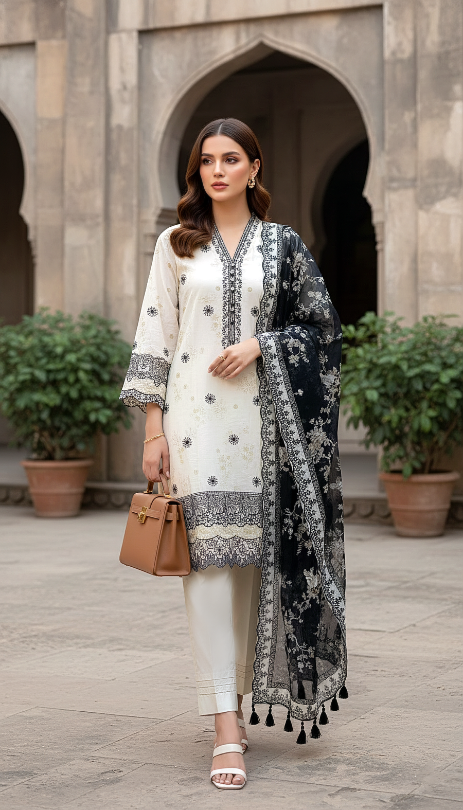 03 Piece Unstitched Printed Embroidered Komal Lawn