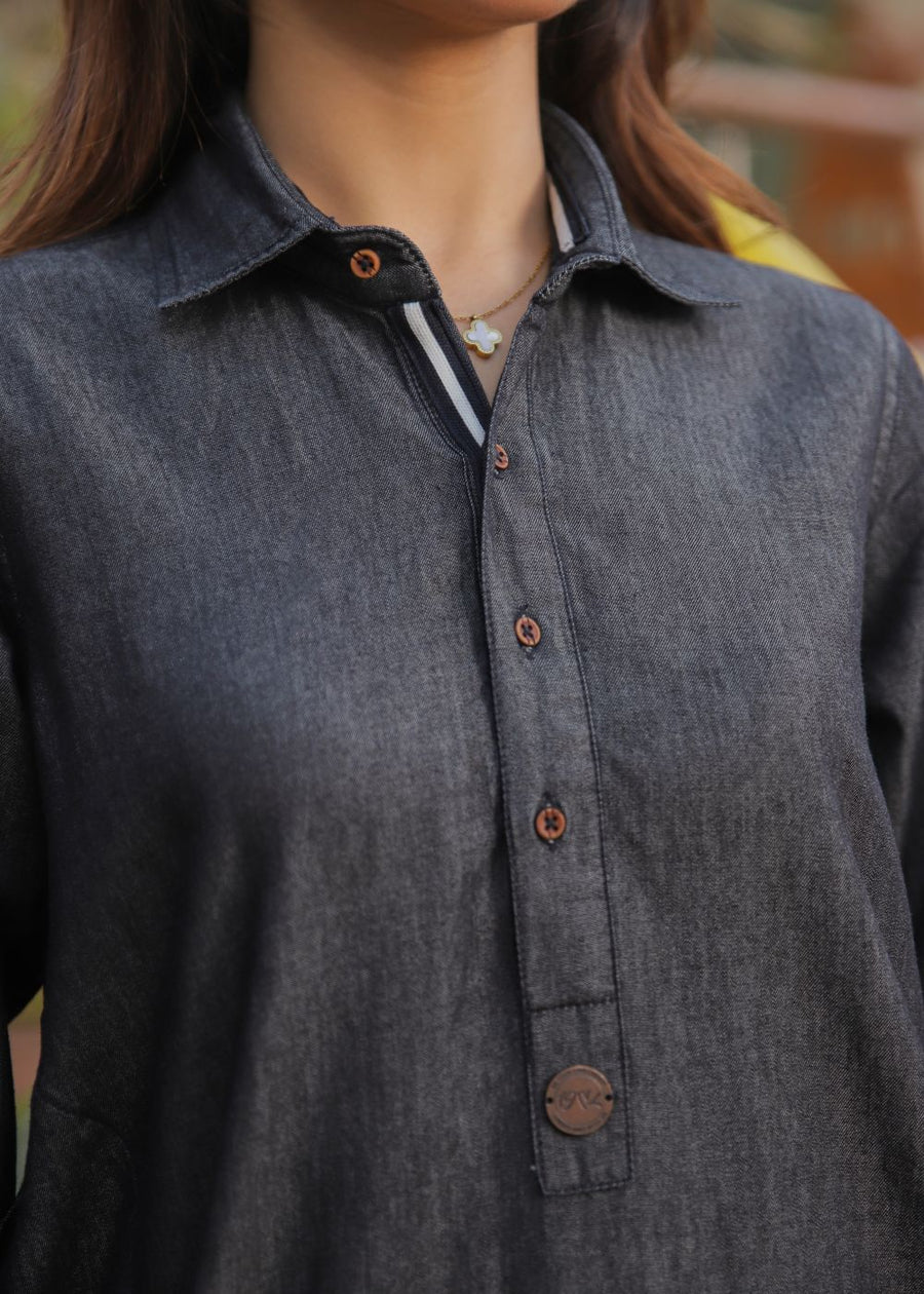 Inweave Charcoal Kurta Her