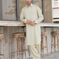 Ivory French Collar Kameez Shalwar - Men