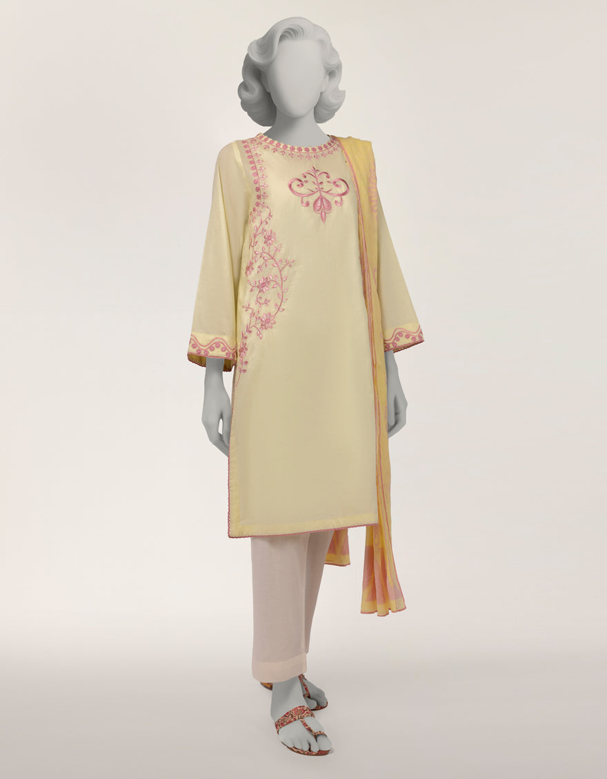 Yellow Lawn Embroidered 2Pc Stitched