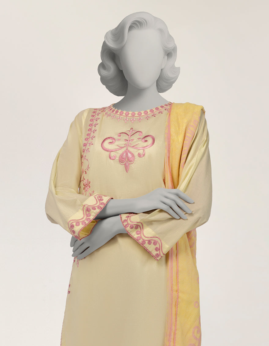 Yellow Lawn Embroidered 2Pc Stitched