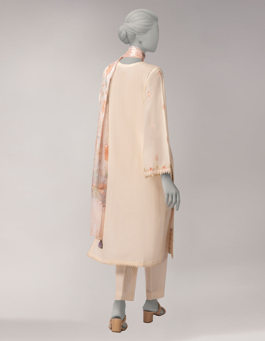 Peach Lawn Embroidered 3Pc Stitched