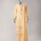 Cream Lawn Embroidered Stitched 3Pc