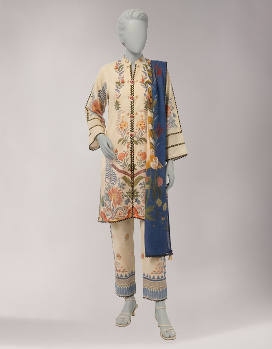 MULTICOLOR LAWN DIGITAL PRINTED UNSTITCHED 3PC