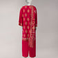 Red Yarn Dyed Jacquard Unstitched 3Pc